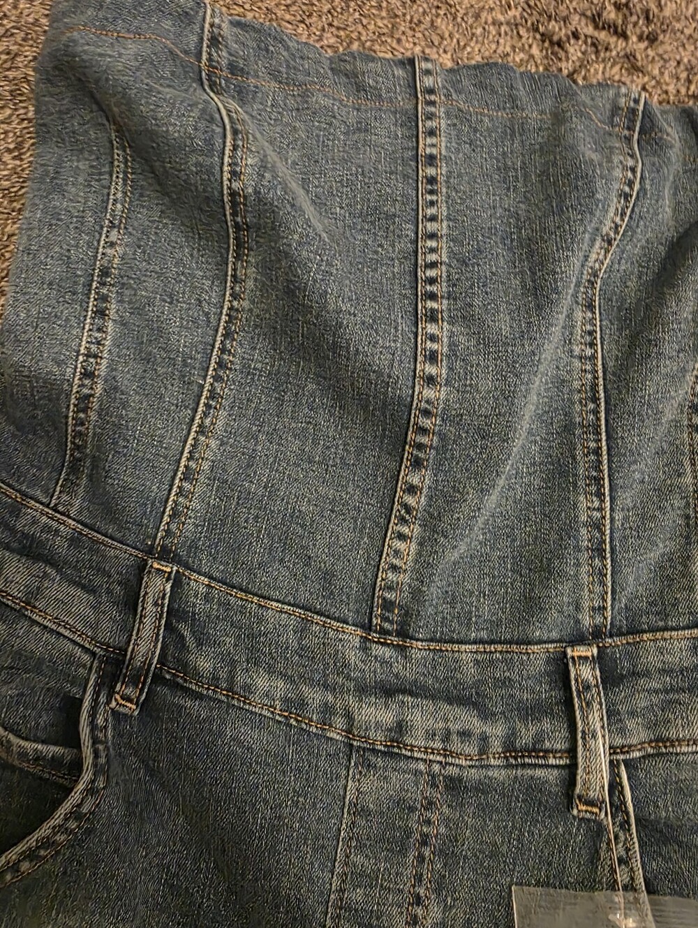 We The Free Free People Je Suis Pret Denim Strapless Barrel Leg Jumpsuit NWT M - Picture 8 of 16